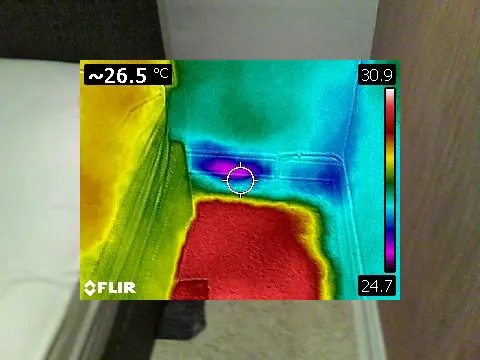 Honey Bee Surveys 12 Honey bee removal survey - thermal image of a honey bee colony in a floor ceiling cavity - Weybridge, Surrey - removed by honey bee removal & relocation specialists SwarmCatcher
