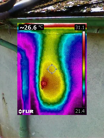 Honey Bee Surveys 15 Honey bee removal survey - thermal image of a honey bee colony in a timber framed structures wall cavity Rhayader, Powys, Wales - removed by honey bee removal & relocation specialists SwarmCatcher