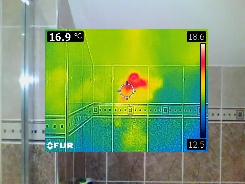 Honey Bee Surveys 21 Honey bee removal survey - thermal image of a honey bee colony behind bathroom tiles - Virginia Water, Surrey - removed by honey bee removal & relocation specialists SwarmCatcher