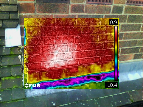 Honey bee removal survey - thermal image of a honey bee colony in a chimney stack - Haringey, North London - removed by honey bee removal & relocation specialists SwarmCatcher